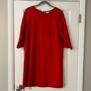 Bright Red Gap Sheath Dress 3/4 Sleeve Exposed Back Zipper Sz 12